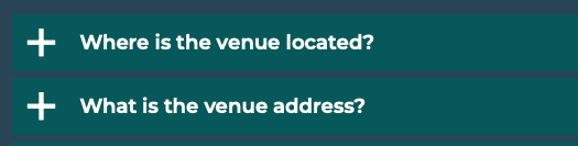 Screenshot of accordion controls on the Marymoor park website